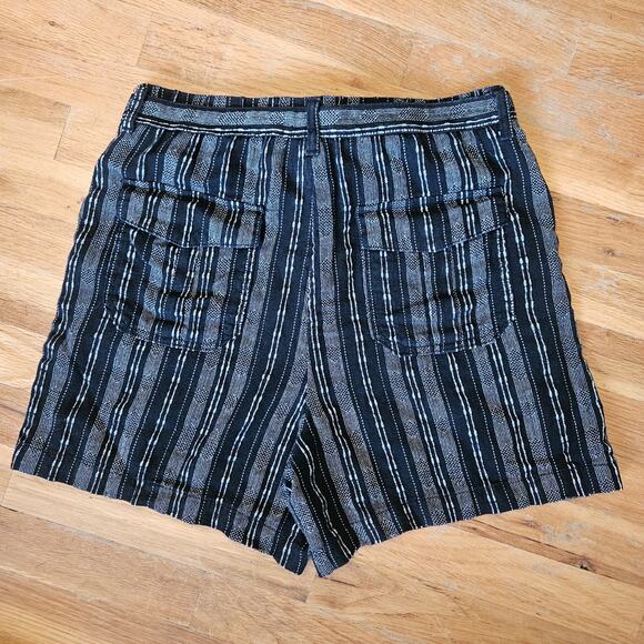 A.n.a Linen Shorts Womens M Black White Striped Minimalist Boho Casual Summer - Picture 10 of 10